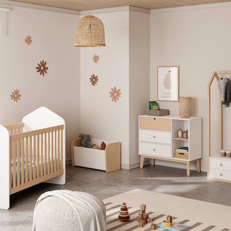 Coffre à jouets 2 niches - gamme simon Blanc+Vert kaki 4 - vertbaudet enfant 