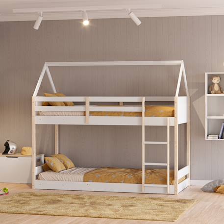 Lits superposés montessori - gamme oscar Blanc+Vert kaki 2 - vertbaudet enfant 