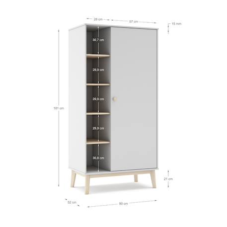 Armoire 5 niches et penderie - gamme simon Blanc+Vert kaki 4 - vertbaudet enfant 