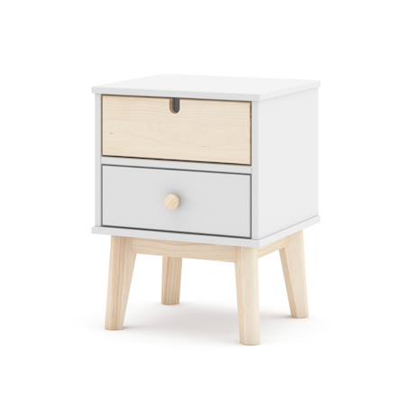 Chevet enfant 2 tiroirs - gamme léonie Blanc+Vert kaki 4 - vertbaudet enfant 