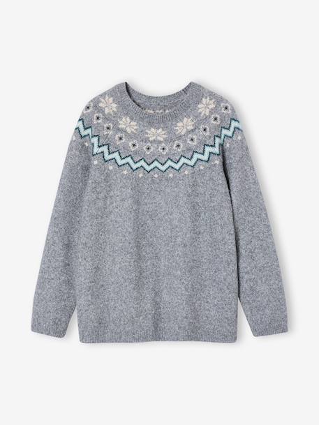 Pull mixte adulte noël capsule famille gris chiné 6 - vertbaudet enfant 