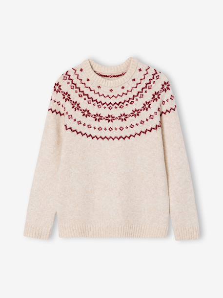 Pull jacquard homme noël capsule famille écru 3 - vertbaudet enfant 