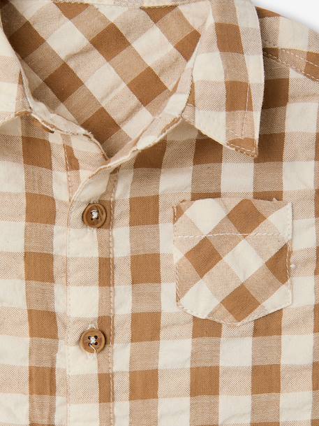 Chemise bébé garçon gaze de coton carreaux beige 5 - vertbaudet enfant 