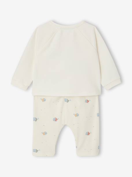 Ensemble bébé sweat et pantalon écru+rose pâle 4 - vertbaudet enfant 