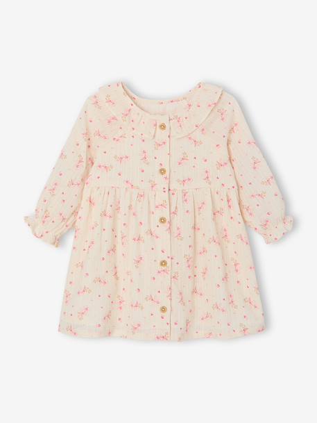 Robe bébé fille en gaze de coton écru 1 - vertbaudet enfant 