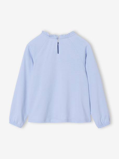 Tee-shirt blouse fille détail broderie anglaise manches longues bleu pâle+écru+marine+mauve+vert foncé 2 - vertbaudet enfant 