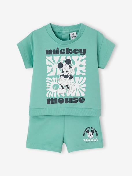 Ensemble short bébé Mickey menthe 1 - vertbaudet enfant 
