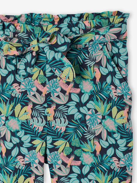Pantalon fluide imprimé fleurs fille marine+rouge+vert émeraude 3 - vertbaudet enfant 