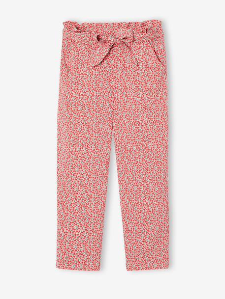 Pantalon fluide imprimé fleurs fille marine+rouge+vert émeraude 4 - vertbaudet enfant 