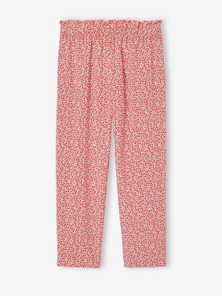 Pantalon fluide imprimé fleurs fille marine+rouge+vert émeraude 5 - vertbaudet enfant 
