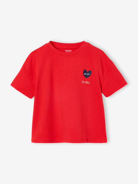 Tee-shirt fille motif poitrine manches courtes abricot+rose bonbon+rouge 12 - vertbaudet enfant 