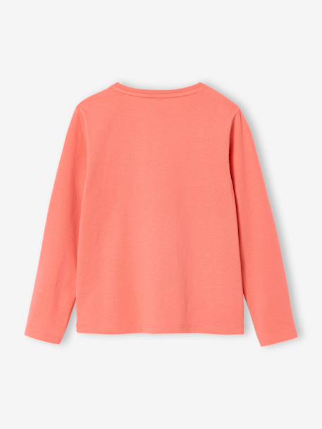 T-shirt fille coeur pailleté manches longues anthracite+corail+écru+rose poudré 8 - vertbaudet enfant 