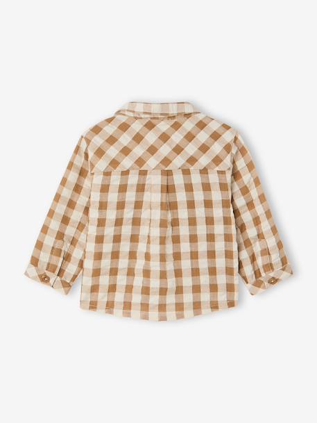 Chemise bébé garçon gaze de coton carreaux beige 4 - vertbaudet enfant 