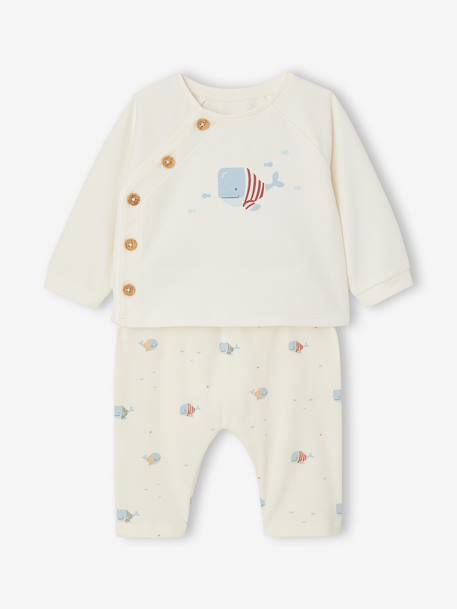 Ensemble bébé sweat et pantalon écru+rose pâle 1 - vertbaudet enfant 