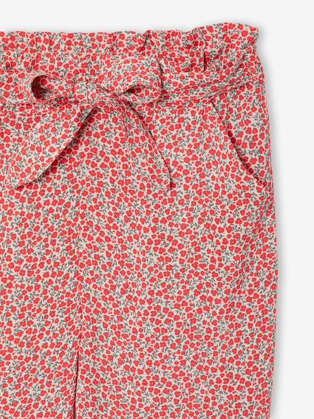 Pantalon fluide imprimé fleurs fille marine+rouge+vert émeraude 6 - vertbaudet enfant 