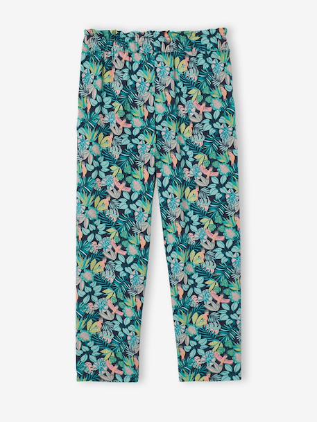 Pantalon fluide imprimé fleurs fille marine+rouge+vert émeraude 2 - vertbaudet enfant 