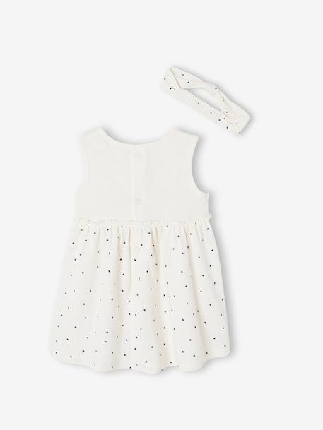 Robe bébé naissance et bandeau assorti beige+rose poudré+tilleul imprimé 3 - vertbaudet enfant 