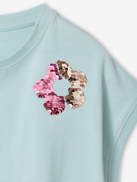 T-shirt fille motifs sequins écru+lilas+vert d'eau 16 - vertbaudet enfant 