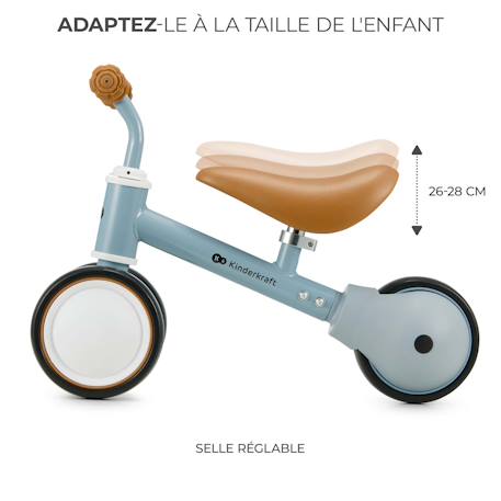 Draisienne Tricycle Kinderkraft CUTIE avec Selle Réglable, Roues EVA Increvables, Guidon Sécurisé et Poignées TPR Bleu 4 - vertbaudet enfant 