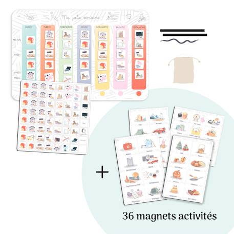 Semainier magnétique enfant Ma Jolie Semaine avec 36 magnets évènements spéciaux Option activités ( +36 magnets activités supplémentaires pour tous les évènements ponctuels) 1 - vertbaudet enfant 
