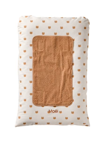 Housse matelas à langer personnalisable beige imprimé+écru / vert feuille+multicolore+vert sauge 1 - vertbaudet enfant 