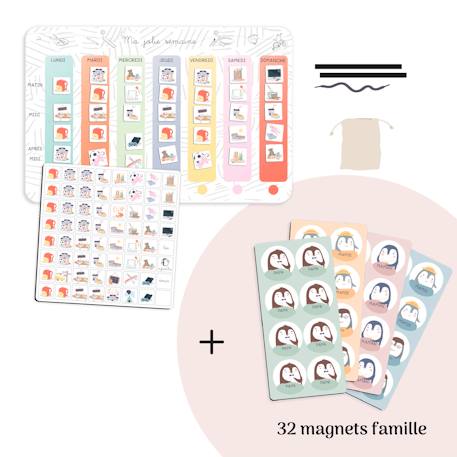 Semainier magnétique enfant Ma Jolie Semaine avec 32 magnets famille Option Famille (+ 32 magnets famille complémentaires pour aider l'enfant à savoir avec qui il est) 1 - vertbaudet enfant 