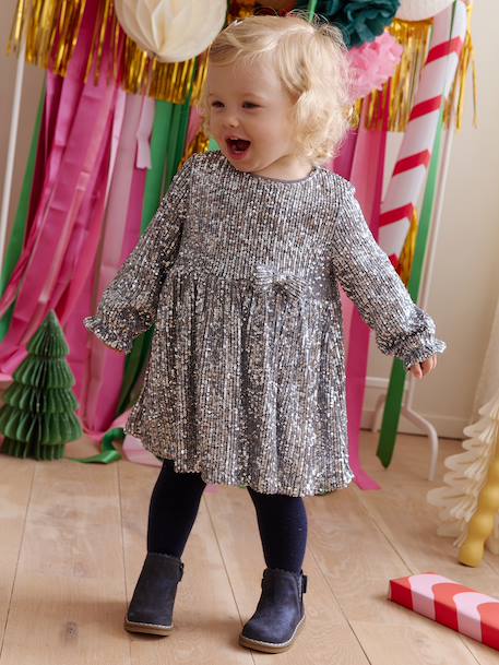Robe bébé fille à sequins noël argent+or 1 - vertbaudet enfant 