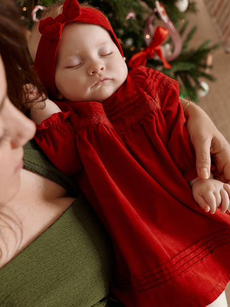 Ensemble naissance 3 pièces Noël robe + bandeau + collants rouge 1 - vertbaudet enfant 