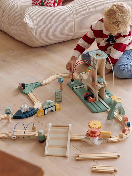 Tour avec rampe de lancement multi-activités en bois FSC® bois 3 - vertbaudet enfant 