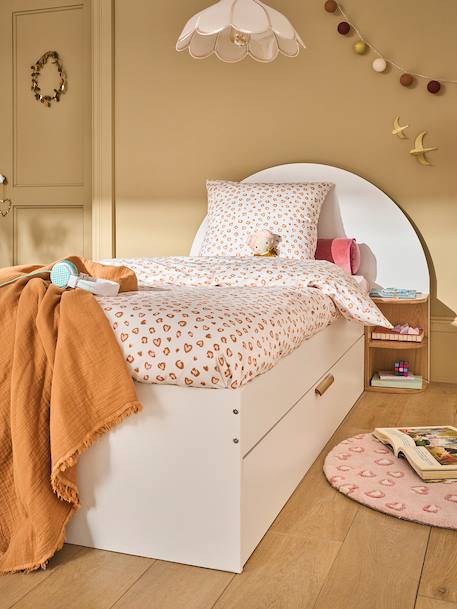 Lit enfant 90x190cm avec rangements + table de chevet réversible Japi blanc 1 - vertbaudet enfant 