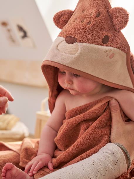 Cape de bain et gant HÉRISSON rouille 1 - vertbaudet enfant 