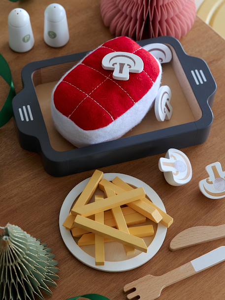 Rôti et accessoires en feutrine et bois FSC® rouge 1 - vertbaudet enfant 