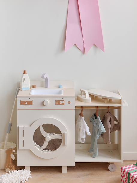 Machine à laver et à repasser avec accessoires en bois FSC® écru 1 - vertbaudet enfant 