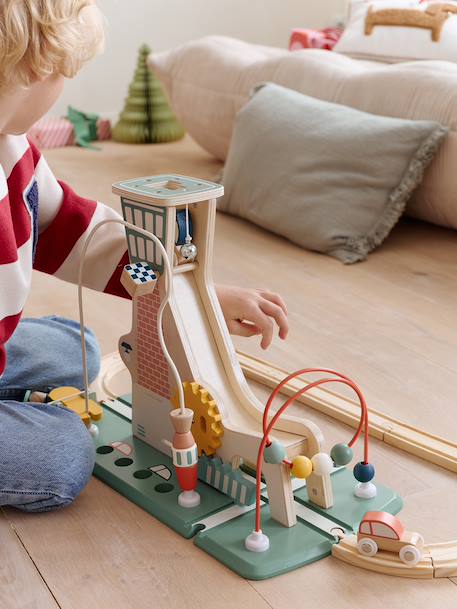 Tour avec rampe de lancement multi-activités en bois FSC® bois 1 - vertbaudet enfant 