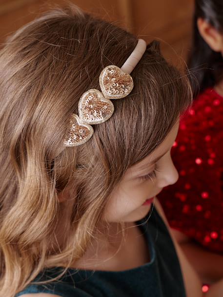 Serre-tête coeurs à sequins fille argent+or 5 - vertbaudet enfant 