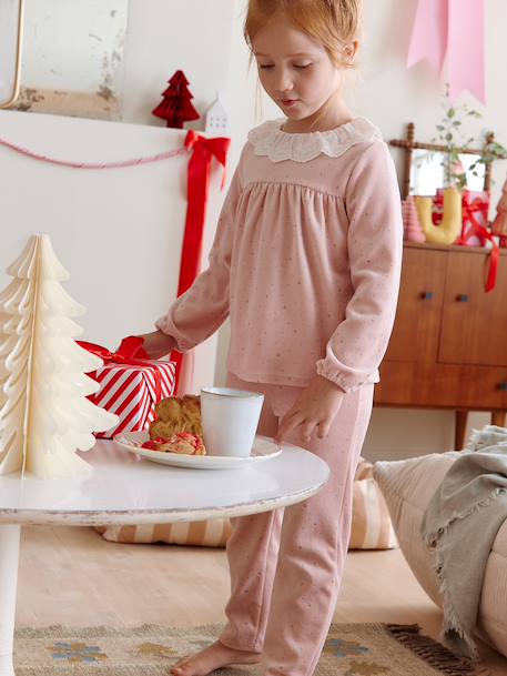 Ensemble Pyjama Fille Cape Sequins rose poudré 18 - vertbaudet enfant 