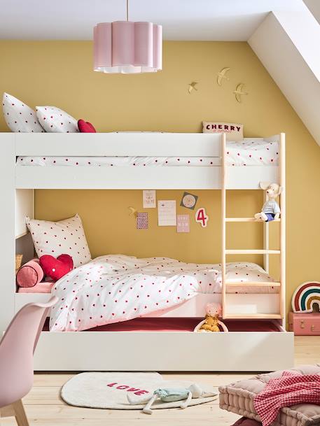 Lit superposé enfant 90x190cm avec tiroirs et bibliothèque IDAHO blanc 2 - vertbaudet enfant 