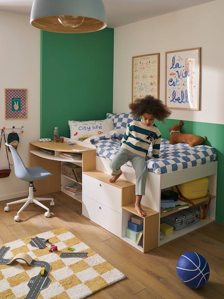 Lit enfant 90x190cm combiné avec bureau et rangement TEEN blanc 4 - vertbaudet enfant 