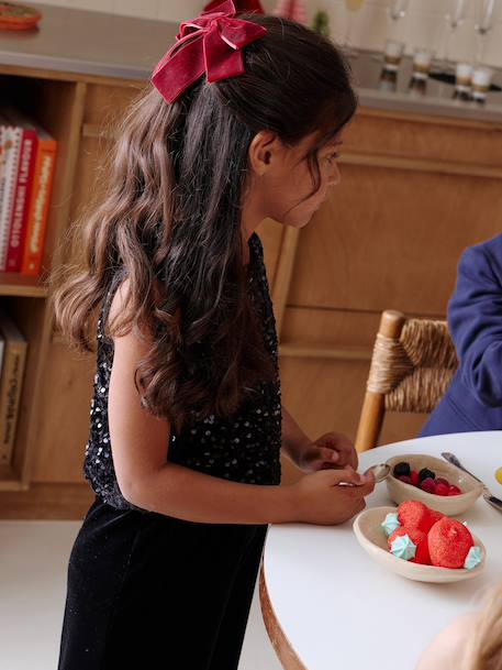 Combinaison fille bi-matière sequins et velours noir 7 - vertbaudet enfant 
