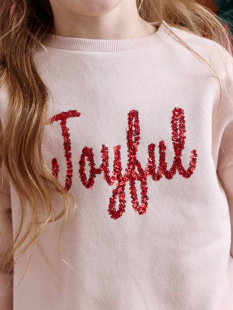 Sweat fille noël message en sequins rose poudré 4 - vertbaudet enfant 