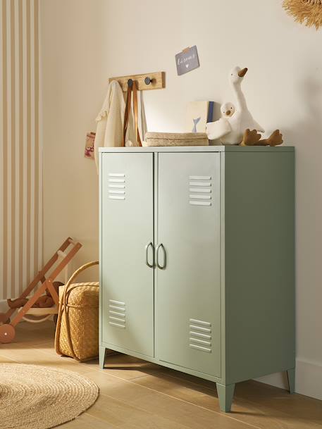 Armoire basse en métal, 2 portes vert 1 - vertbaudet enfant 