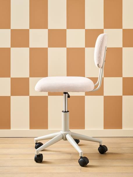 Chaise de bureau à roulettes enfant en velours écru+rose+vert 3 - vertbaudet enfant 