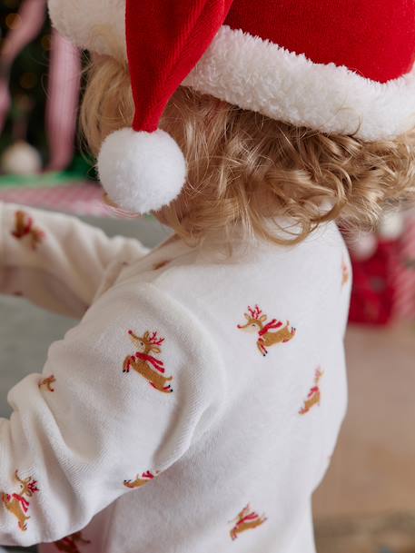 Ensemble bébé noël pyjama bonnet mixte capsule fratrie écru 3 - vertbaudet enfant 