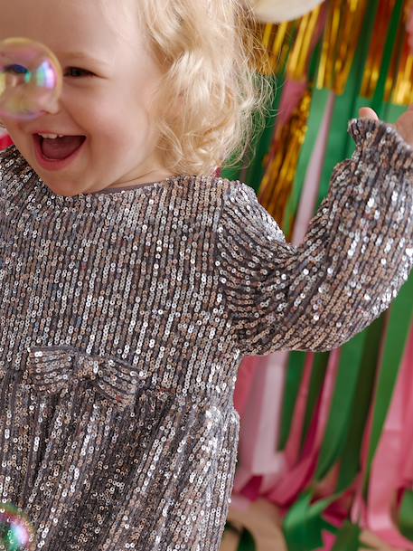 Robe bébé fille à sequins noël argent+or 6 - vertbaudet enfant 
