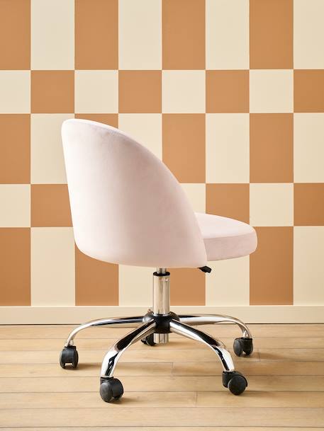 Chaise de bureau à roulettes enfant en velours bleu+rose poudré 14 - vertbaudet enfant 