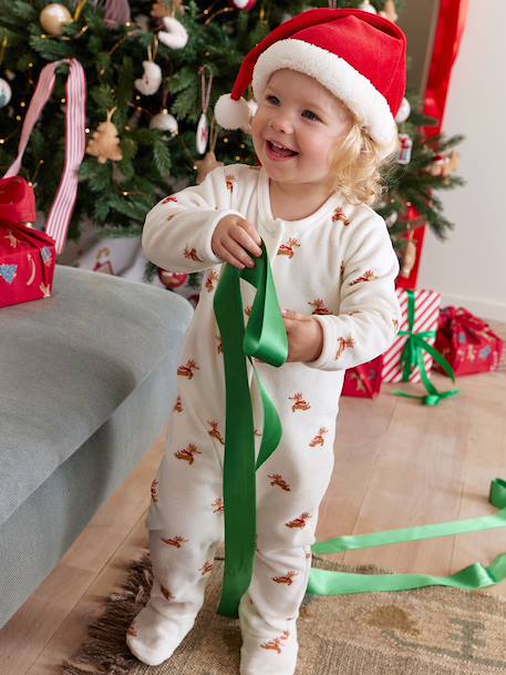 Ensemble bébé noël pyjama bonnet mixte capsule fratrie écru 1 - vertbaudet enfant 