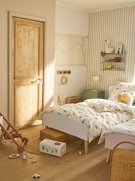 Parure housse de couette et taie d'oreiller enfant WILD ANIMALS blanc imprimé 4 - vertbaudet enfant 