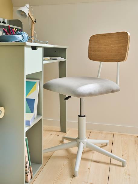 Chaise de bureau métal et bois LIGNE SCHOOL gris 1 - vertbaudet enfant 