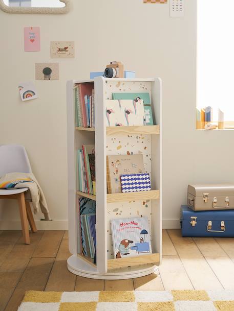 Bibliothèque meuble de rangement tournant LIGNE TERRAZZO beige 4 - vertbaudet enfant 