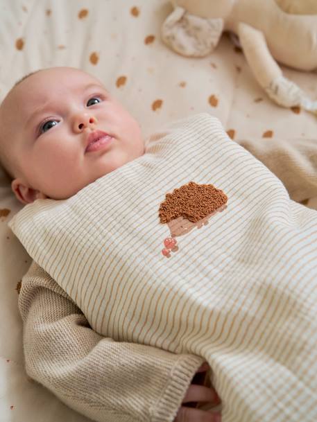 Gigoteuse en gaze de coton HÉRISSON rayé beige 2 - vertbaudet enfant 